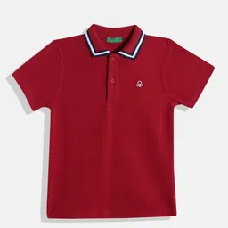 United Colors of Benetton Boys Pure Cotton Self-Striped Polo Collar T-shirt-picture-56