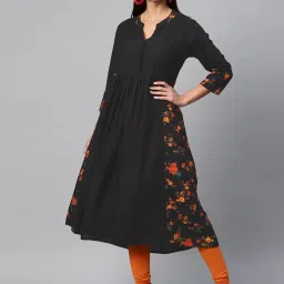 Meeranshi Black Printed Fit & Flare Kurta image 1