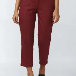 Van Heusen Maroon Chequered Trousers image 1