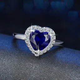 Jewels Galaxy Silver-Plated CZ-Studded Heart Shaped Adjustable Finger Ring-picture-12