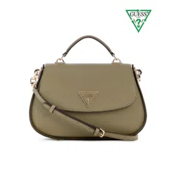 Guess Sage Green Textured Eco Jazlynn Top Sling Bag-image-6