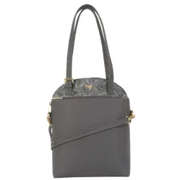 Baggit Grey PVC Solid Bowler Handbag-image-13