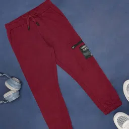 Pantaloons Junior Maroon Cotton Printed Trackpants image 1