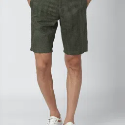 Van Heusen Green Regular Fit Checks Shorts image 1
