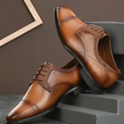 San Frissco Men's Tan Derby Shoes image 1