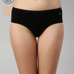 Enamor Black & Beige Bikini Panties - Pack Of 2 image 1