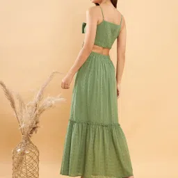 KASSUALLY Olive Cotton Self Design Co-Ord Set image 2