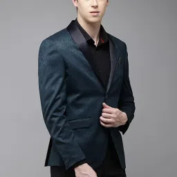 V Dot Navy Skinny Fit Printed Blazer image 1