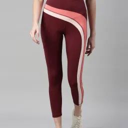 Enamor Maroon Color-Block Sports Leggings image 1