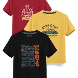 HELLCAT Kids Multicolor Printed T-Shirt (Pack Of 3) image 1