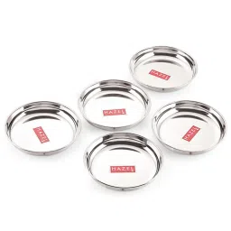 HAZEL Silver Stainless Steel Serving Plates (0.825 L) - Set of 5 image 1