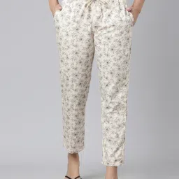 Enamor Off-White Cotton Printed Lounge Pants image 1