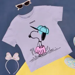 Pantaloons Junior Lilac Cotton Printed T-Shirt image 1