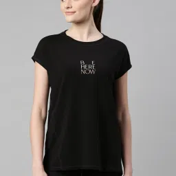 Enamor Black Cotton Graphic Print Sports T-Shirt image 1