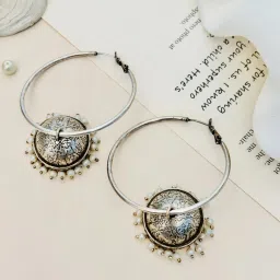 Abdesigns Silver Elegant Oxidized Dangler Earrings image 2