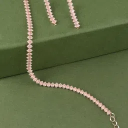 Zaveri Pearls Pink Dazzling Marquise Cubic Zirconia Contemporary Necklace & Earring Set-ZPFK14035 image 1