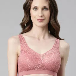 Enamor Rose Pink Lace Work T-Shirt Bra image 1
