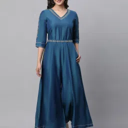 Aurelia Blue Embroidered Jumpsuit image 1