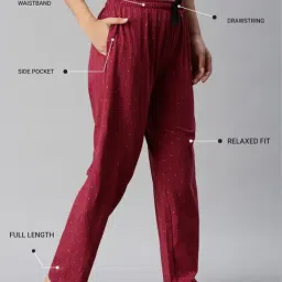 Kryptic White & Maroon Cotton Relaxed Fit Printed Lounge Pant - Pack of 2 image 4