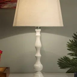 Homesake White Solid Bedside Standard Table Lamp with Shade-picture-49