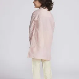 VASTRAMAY Boys Pink & Cream Kurta And Pyjama Set image 2