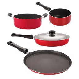 Nirlon Non-Stick Red Aluminium Kitchen Essential Combo Gift Set of 4 Pieces image 1
