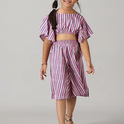 KiddoPanti Girls Striped Top with Culottes-picture-47