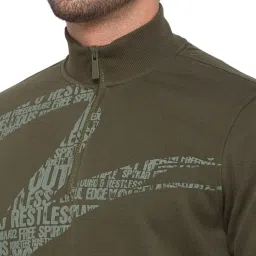 Spykar Green High Neck Sweatshirt image 4