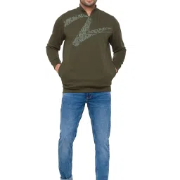 Spykar Green High Neck Sweatshirt image 5