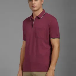 Louis Philippe Maroon Cotton Slim Fit Polo T-Shirt image 3