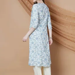 Melange By Lifestyle Off White Regular Fit Floral Print Kurtas image 2
