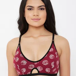 Clovia Maroon & Pink Printed Non-Wired Non Padded Everyday Bra BR1675P0932B-image-88