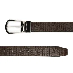 Louis Philippe Black Leather Textured Reversible Belt for Men image 2