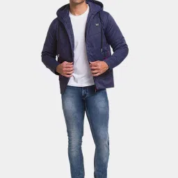 Being Human Navy Regular Fit Quilted Hooded Jackets image 5