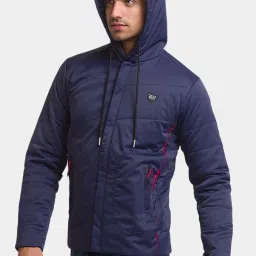 Being Human Navy Regular Fit Quilted Hooded Jackets image 3