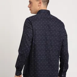 Turtle Navy Blue Cotton Regular Fit Printed Shirt image 2