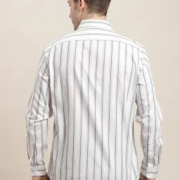Turtle White Cotton Slim Fit Striped Shirt image 2