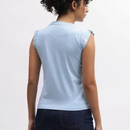 Iconic Sky Blue Cotton Graphic Print T-Shirt image 2