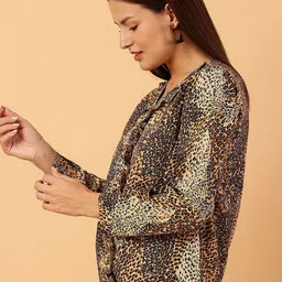 NEESH Women Animal Printed Ruffles V-Neck Top image 4