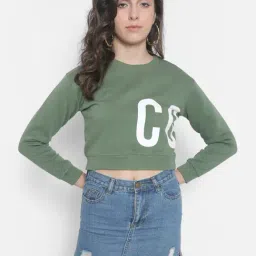 Crimsoune Club Green Printed Crop Sweatshirt-image-78