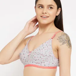 Clovia Grey & Pink Non Wired Non Padded Full Coverage Bra image 3