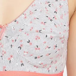 Clovia Grey & Pink Non Wired Non Padded Full Coverage Bra image 5