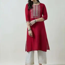 Soch Maroon Embroidered Straight Kurta-image-86
