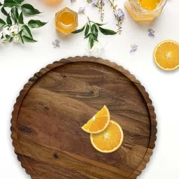 ICRAFT Jiasej Brown Acacia Wood Serving Platter - Set of 1 image 1