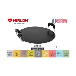 Nirlon Non-Stick Red Aluminium Gas Compatible Flat Tawa & Bhakri Tawa Set image 3