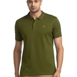 ColorPlus Green Cotton Regular Fit Polo T-Shirt-picture-11