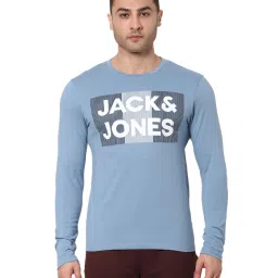 Jack & Jones Dusty Blue Printed T-Shirt image 1