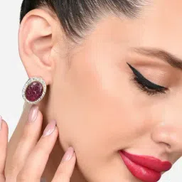 Zaveri Pearls Purple Stone & Dazzling Austrian Diamond Studs Earring-ZPFK15884-image-36