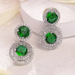 Karatcart Silver Green Earrings for Women-image-84