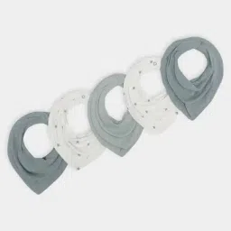 MiArcus Kids Blue & White Cotton Printed Bibs (Pack of 5)-picture-42